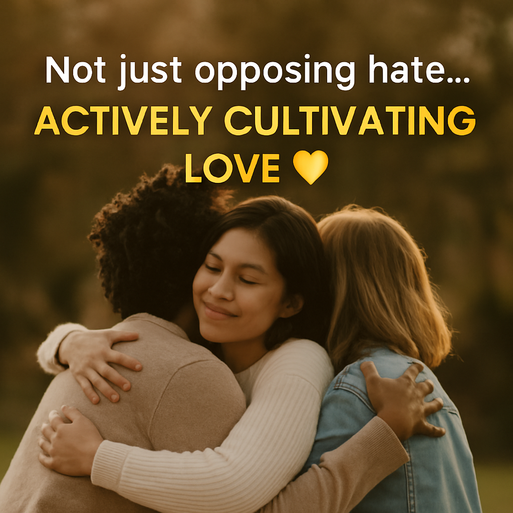 people embracing with warmth, actively cultivating love, compassion and peace